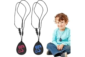 SOGHO 2 cadenas masticables para niños, cadena de mordedor, collar sensorial para niños, Adhs, cadena de mordedura para niños, colgante de silicona para masticar, ideal para los amantes del autismo