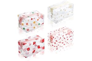 UILYNIU 4 Pièces Grande Trousse à Crayons Transparente pour Filles Enfants, Trousse Toilette Transparente Trousse de Maquillage pour Femmes, Sac Cosmétique de Rangement Imperméable pour Scolaire
