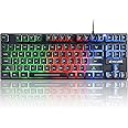 60% Gaming Keyboard, 87 Keys Mechanical Feeling Multi Color RGB Illuminated LED Backlit Wired Light Up Keyboard, Anti ghosting Mini Compact Waterproof TKL PBT Keycaps for PC/Laptop/Computer, Black