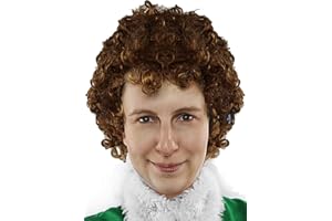 ALLAURA Brown Buddy Elf Wig, Curly, Full Head, High Density, Heat Resistant, One Size, Unisex, Costume Wigs