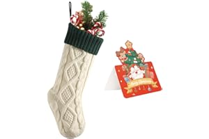 meioro Medias Navideñas, Pantalones Navideños de Punto de Gran Tamaño de 46 cm, Botas Navideñas de Contraste de Colores, Adecuadas para la Decoración Festiva de la Fiesta de Chimenea(Blanco, 1 Pieza)