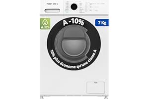 Lave-linge frontal FIRST ONE FLL71200WH - 7 Kg - 1200 tr/mn - 16 programmes - Eco - Intensif - Rapide – Très Faible conso Classe A-10%