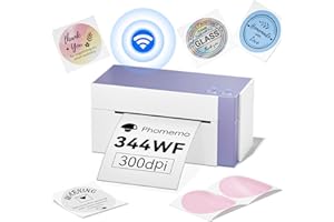 Phomemo 344 WiFi Versandetiketten Drucker, DHL Etikettendrucker für Barcode Versandetiketten, 4x6 Shipping Label Printer Kompatibel mit Amazon, Etsy, Shopify, Royal Mail, DHL, FedEx, UPS, Lila