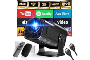 GAIMOO [App Integrada] 2025 Upgraded Proyector Portátil 1920x1080P 4K Supote Videoproyector Dual Control TV WiFi 6 BT5.2 180° Rotation Compatible con HDMI/TV Stick/USB/Laptop, Negro