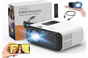 Zenwire e500s - Kompaktowy Projektor - Rzutnik Przenośny Full HD 4K z Bluetooth, Keystone i Regulacją Ostrości, Doskonały do Kina Domowego i Prezentacji, Lekki i Łatwy w Obsłudze