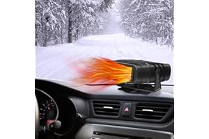Auniq Auto Heizlüfter, 12V 120W Auto Heizung und Ventilator 2 in 1 Tragbar Auto Defogger Defroster Schnelleheizung Auto Elektro Heizlüfter mit 360° Drehbasis Defogger Demister Fan