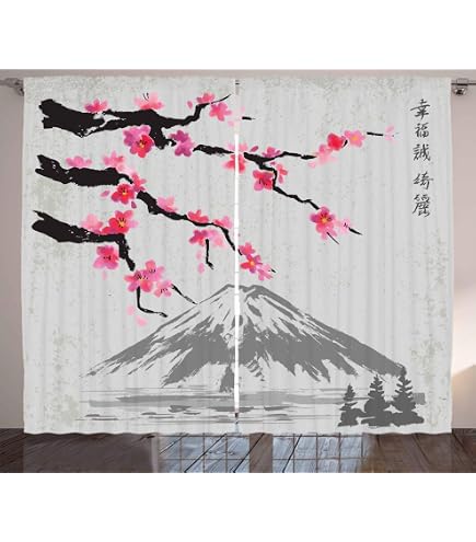 Rosa Kirschblüten Vorhänge – 2-teilig, Je 106,7x160 Cm, Aus Weichem Polyester