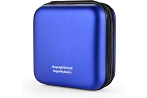 KUOCDSIK Range CD, boîtier de DVD Blue-Ray EVA de 48 capacités Organisateur de Stockage de Disque Dur de Protection pour Les Voyages en Voiture (48 Capacités, Bleu48)