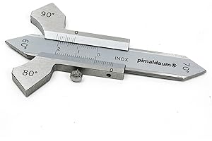 PIMALDAUM® Calibre de soldadura de acero inoxidable, para comprobar la costura en V para 60°/70°/80° y 90° así como para medir la dimensión A y la elevación de la costura