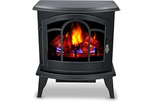 Alpina Elektryczne ogrzewanie atmosfery Vicenza z efektem ognia 3D, pilot zdalnego sterowania, timer zapobiegający przegrzaniu