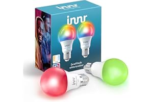Innr E27 Smart WiFi Bulb White & Color, kompatybilna z Alexa & Hey Google, Wi-Fi (nie wymaga Smart Hub), możliwość ściemniania, 16 milionów kolorów, wszystkie odcienie bieli, RGBW Wi-Fi Smart Bulb,