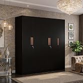 Witty Wud Engineered Wood Mosaic 5-Door Wardrobe | Black Wenge Finish | Spacious Storage | 3 Year Warranty & Free Installatio