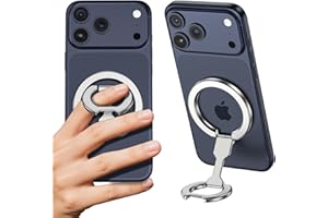 CloudValley Magnetic Ring Holder for MagSafe, Dual-Sided Removable Phone Grip with 360°Rotating Kickstand, Compatible with iPhone 17/16/15/14/13/12 Series (Pro/Max/Plus)& Magnetic Car Mounts, Silver