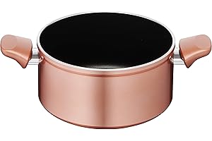 Lagostina Ramata Casseruola Fonda Antiaderente in Alluminio Ø 20 cm con Esterno Effetto Rame, Pentola Gas e Forno con Thermo-Signal, Rivestimento Titanium Easy, Due Maniglie in Bakelite