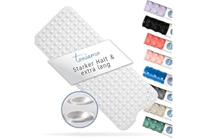 ‎TONIAMO Toniamo Badewannenmatte rutschfest 100x40 cm | Extra Lange Badematte rutschfest | Antirutschmatte Badewanne ohne BPA | Badewannen Matte antibakteriell & maschinenfest | Anti Rutschmatte | Weiß