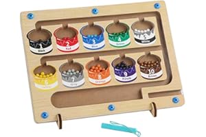 Morofme Magnetic Color and Number Maze Montessori Wooden Color Matching Learning Counting Puzzle Board Magnet Maze Board Sorting Game - Toddler Fine Motor Skills Toys for Boys Girls 3 4 5 Years Old