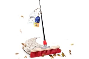‎NOVALIV Novaliv Straßenbesen 40 cm I Besen mit Stiel ausziehbar I Elaston rot I Grob I Industriebesen Kehrbesen Gartenbesen Hofbesen