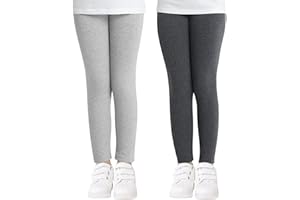 Adorel Mädchen Leggings Baumwolle Unifarbe Lange Hosen Leggins 2er-Pack