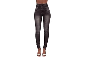 Glook Pantalon Femme Denim Jeans Slim Taille Haute Jean Stretch Pant