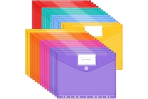 SMARPAU Dokumentenmappe a4 28 Stück, 7 Farben Dokumententasche a4 abheftbar, Dokumententaschen A4 mit 11 Lochrand und Etikettentasche, Mappen Ordnersystem Sammelmappe für Dokumente Organisiere