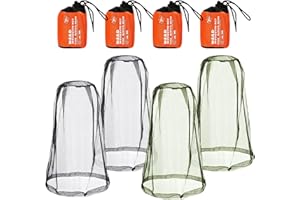 DBALL 4 szt. Kapelusz przeciw komarom Łatwa siatka na głowę z 4 torbą do przechowywania na zewnątrz piesze wycieczki Camping Wspinaczka Chodzenie Zapobieganie Komarom Latanie owadami