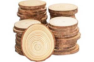‎CUWELT CUWELT 54 Stück Holzscheiben, 5-6cm Holz Log Scheiben, Baumscheiben Rund zum Basteln, Unvollendete Holzkreise ohne Loch, Natur Holz-Scheiben für DIY Weihnachten Dekoration Handwerk