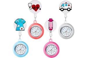 GOMETY Orologio da infermiera, 4 pezzi, con clip, per infermiere e medici, Colore: rosso