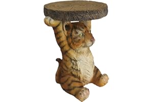MIDDLE-ENGLAND Kare Style Animal Tiger Cub Side Table 35cm Sofa Bedside Plant Stand Lving Room Home Decor Garden Polystone