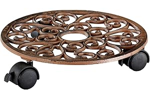 WAGNER DESIGN YOURSELF Wagner Soporte con Ruedas para Plantas Antik Ø 29 x 6,5 cm I Carro para Plantas y Flores para Uso Exterior + Interior I Carro de Hierro Fundido, Cobre, 2 Frenos I Capacidad de Carga 50 kg - 20092501