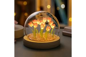 ‎DANOLT Danolt Rosa Tulpen Nachtlicht, Tulpe Lampe Blumenlampe für Mädchen und Frauen