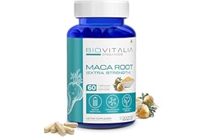 BIOVITALIA ORGANICS Biovitalia Maca Root Extract Capsule 1000mg | Dietary Supplement |Promote Active Life| Support Daily Energy Good for Men & Women - 60 Vegan Capsules
