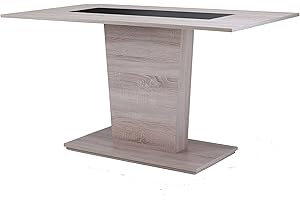 ‎HOMEXPERTS byLIVING Säulentisch VIENNA, Esstisch mit Wendeplatte schwarz-weiß, Melamin, braun, 110 x 70, H 75 cm