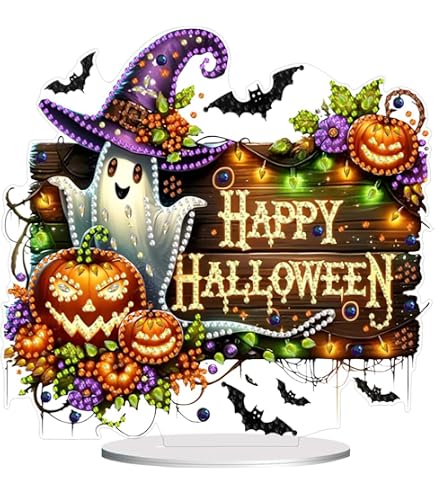 Generisch Diamond Painting Halloween Dekoration – Wichtel Mädchen Geist Tischdeko, 5D DIY Bastelset Für Erwachsene