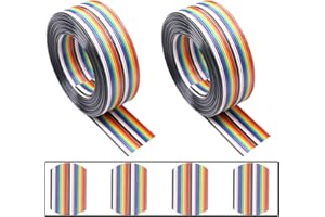 HUAZIZ Câble Plat en Ruban IDC 20 Broches, Pas de 1,27 mm, Arc-en-Ciel, 6 m Pour Connecteurs 2,54 mm