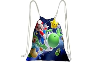 Bonamana Mario Sac de gym avec cordon de serrage Grand sac à dos de sport avec cordon de serrage pour homme et femme Voyage Plage Cartable pour enfants, garçons, filles