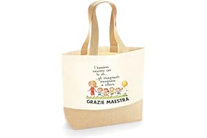 COLORFAMILY Shopper Maestra Regalo Maestra Grazie Maestra Ideale Come Borsa Mare Idea Regalo fine Anno Scolastico