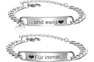 JSNOM Partnerarmbänder Geschenk Pärchen Armband: Paare Partner Armbänder Silber Edelstahl mit Ich Liebe Dich, Geschenke für Geburtstag Hochzeit Weihnachten Valentinstag für Herren Damen (ILY)