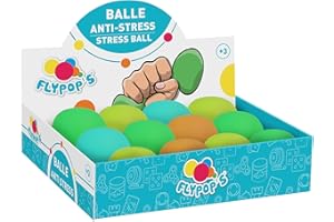 FLYPOP'S - Anti-Stress-Ball - Kirmes-Spiel - 037212G - Zufällige Farbe - Kunststoff - Kind - Erwachsener - Rehabilitation - Angst - 6 cm x 6 cm - Ab 3 Jahren