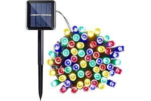 Lamker 12M 100LED Guirlandes Lumineuses Solaires Extérieur Étanche 8 Modes Multicolore Lumière Guirlande Lumineuse Décoration pour Jardin Terrasse Balcon Fenêtre Clôture Arbre Noël Mariage
