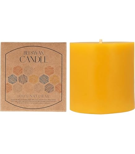 Bougies Piliers En Cire D'abeille 100% Naturelle - Parfum Doux, Combustion Longue 20h - Pour Une Ambiance Chaleureuse Et Saine