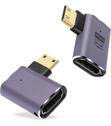 PNGKNYOCN Adattatore da micro HDMI a HDMI 8K, confezione da 2 pezzi con angolo retto di