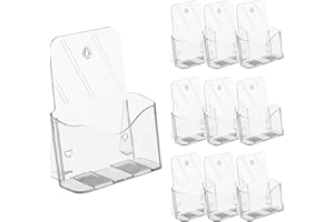 Relaxdays Portariviste Parete o Tavolo, Set 10 Porta Depliant A5, Espositore Acrilico a Muro, 20x17,5x8,5cm, Trasparente