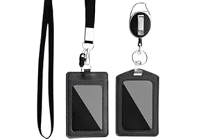 AUXSOUL 2 Pezzi Badge e Portabadge Porta Badge Retrattile Porta Badge da Collo Badge Holder Portabadge Collo Infermiere ID Badge Tesserino Porta Badge Permesso Di Lavoro, Personale, Studenti, Mostra