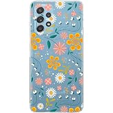 PrintiFy Samsung Galaxy A52 Kamera Korumalı Kapak &Ccedil;i&ccedil;ek Tasarımlı Şeffaf Kılıf