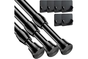 AIITOMG Lot de 3 tringles à rideaux pour armoires, salles de bains, penderie - Noir - Diamètre : 13 mm