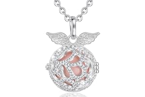 AEONSLOVE Chime Ball Pregnancy Necklace Pendant Angel Wing Music Wishing Bola Locket for Mom Baby Best Jewellery Gift