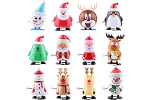 FEPITO 12 Pezzi di Giocattoli a Carica di Natale Set Pupazzo di Neve Giocattolo Renna per Bambini Borsa segreta per Feste di Babbo Natale Regalo per Natale Compleanno Ringraziamento