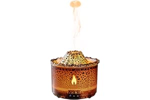 LONYIABBI Flammenluftbefeuchter Vulkan Aroma Luftbefeuchter Ultraschallöl-Diffusor 360 ml Auto-Abschaltfunktion für Zuhause, Büro, Yoga, Fitnessstudio (Gebrochen Transparent)
