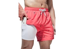 Arcweg Badehose für Herren Badeshorts mit Kompression Liner 2 in 1 Schnelltrocknend Strandhose Männer Elastisch Surf Shorts mit Reißverschlusstaschen