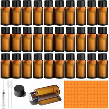 5 X 30 Ml Rollerball Fläschchen Aus Bernsteinfarbenem Glas – Für ätherische Öle & Kosmetik